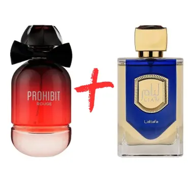 Fragrance World Prohibit Rouge și Lattafa Liam Blue Shine 