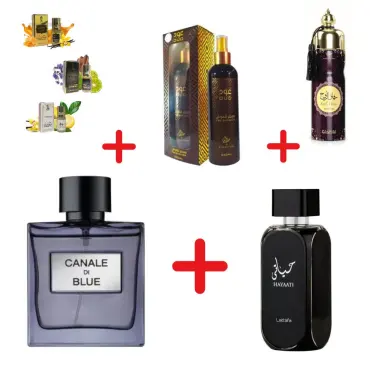 Lattafa Hayaati + Fragrance World Canal Di Blue + My Perfumes Soul Mate Intense + Otoori Oud + 3 uleiuri de parfum mini